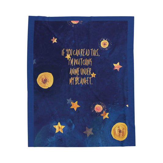 Starry Night Anime Blanket – “If You Can Read This, I’m Watching Anime” | Soft Plush Throw | Cozy Gift for Anime Fans