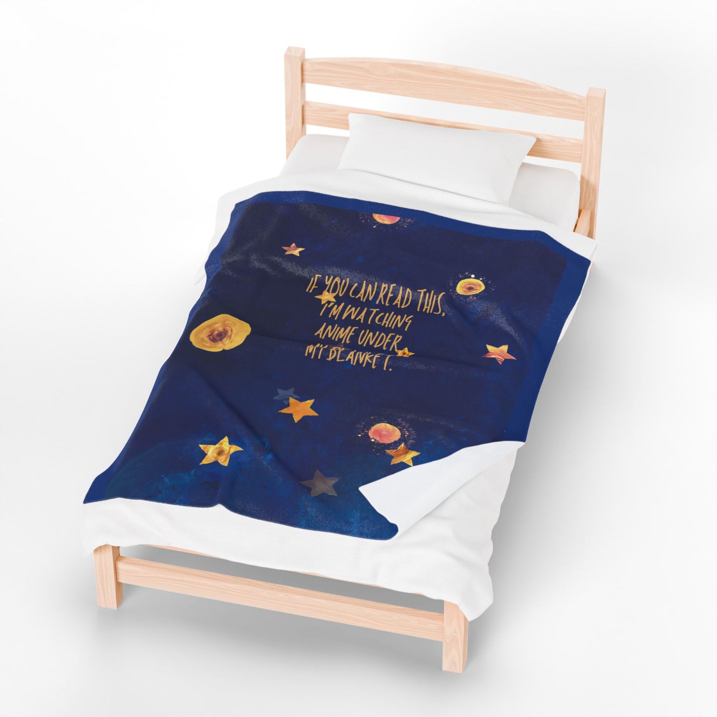 Starry Night Anime Blanket – “If You Can Read This, I’m Watching Anime” | Soft Plush Throw | Cozy Gift for Anime Fans